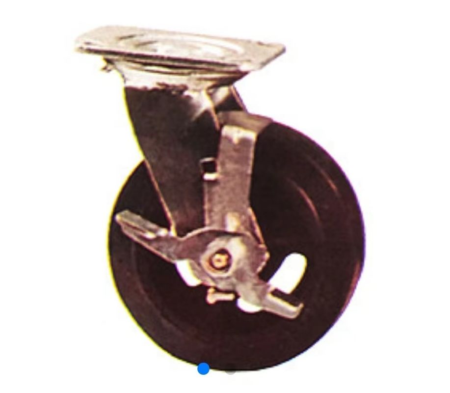 Steel Core Dumpster Casters 4" Rubber Heavy Duty Castors With Brakes